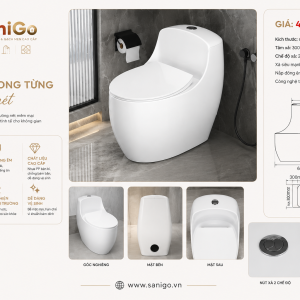 Bàn Cầu Một Khối CA -C123 – Xả Mạnh, Nắp Đóng Êm