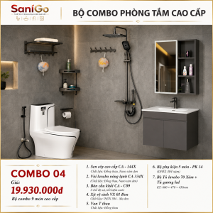 Combo Phòng Tắm 04 – Bộ Thiết Bị 9 Món Cao Cấp Màu Xám Đen
