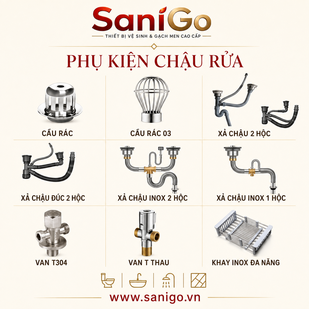 PHỤ KIỆN CHẬU RỬA – ĐỒNG BỘ, BỀN ĐẸP VÀ TIỆN DỤNG