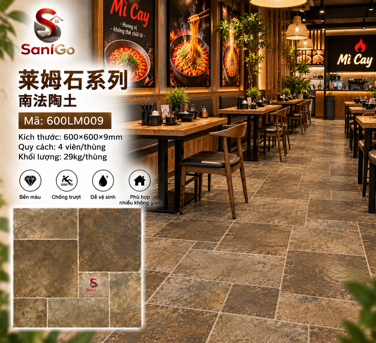 Gạch 60×60 Nhập Khẩu Trung Quốc Giả Đá Limestone 09 - Ảnh 3