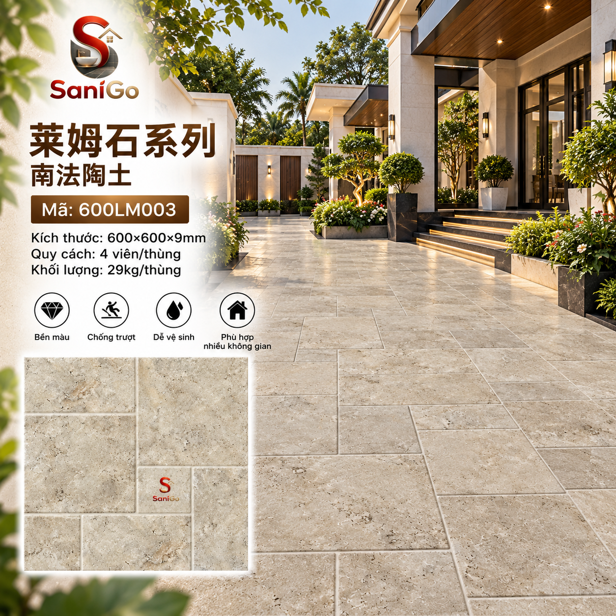 Gạch 60×60 Nhập Khẩu Trung Quốc Giả Đá Limestone 03 - Ảnh 5