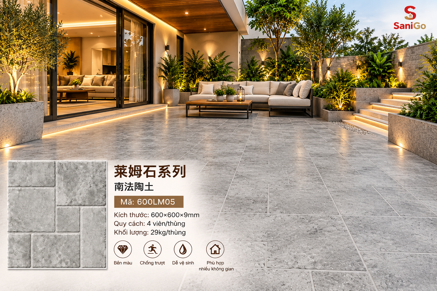 Gạch 60×60 Nhập Khẩu Trung Quốc Giả Đá Limestone-05 - Ảnh 3