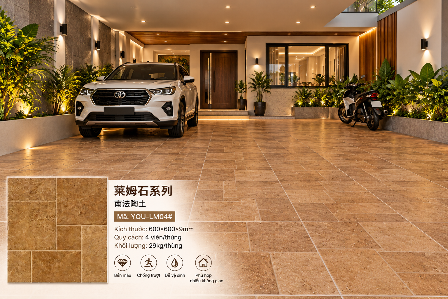 Gạch 60×60 Nhập Khẩu Trung Quốc Giả Đá Limestone-04 - Ảnh 4