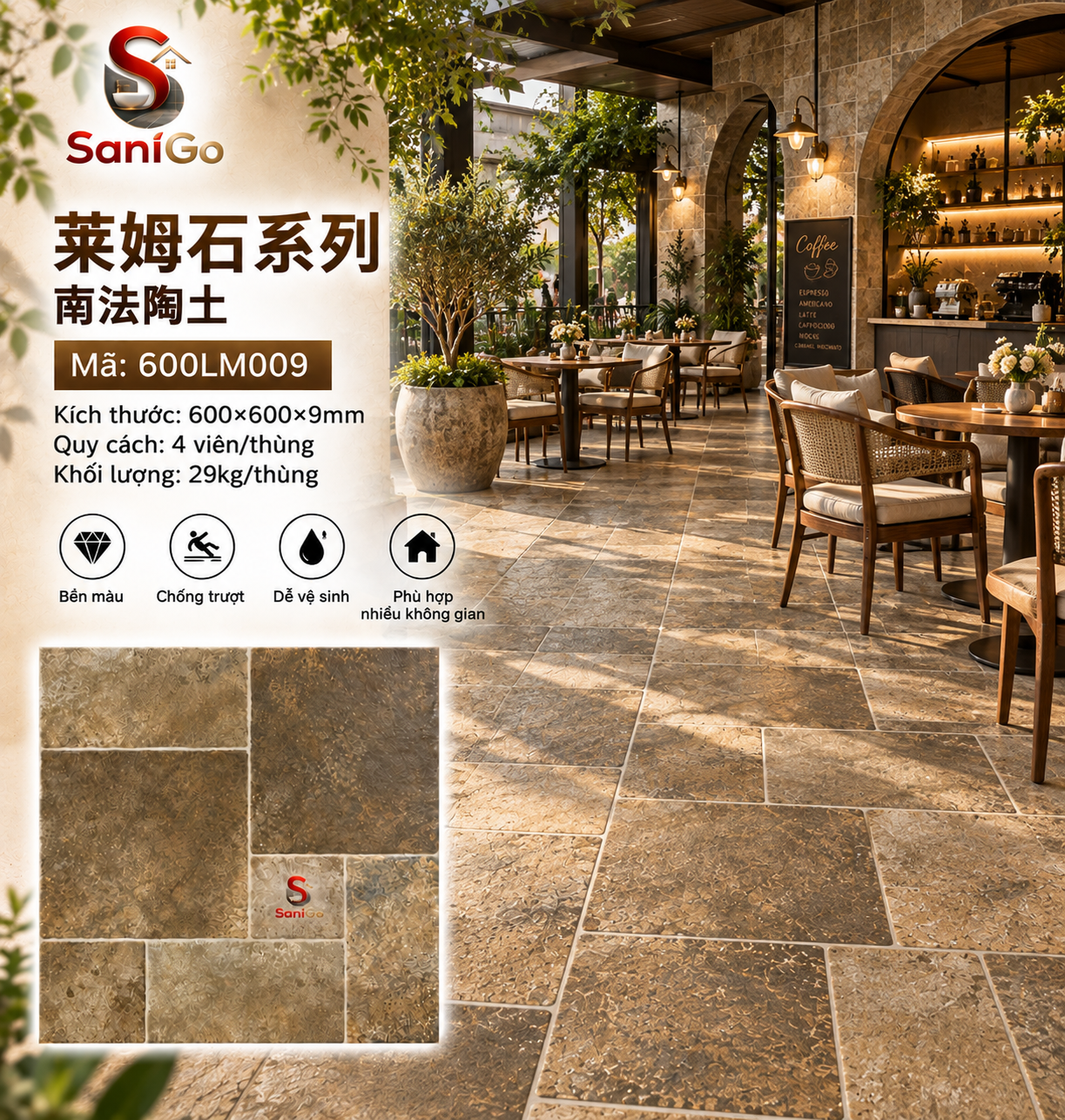 Gạch 60×60 Nhập Khẩu Trung Quốc Giả Đá Limestone 09 - Ảnh 5