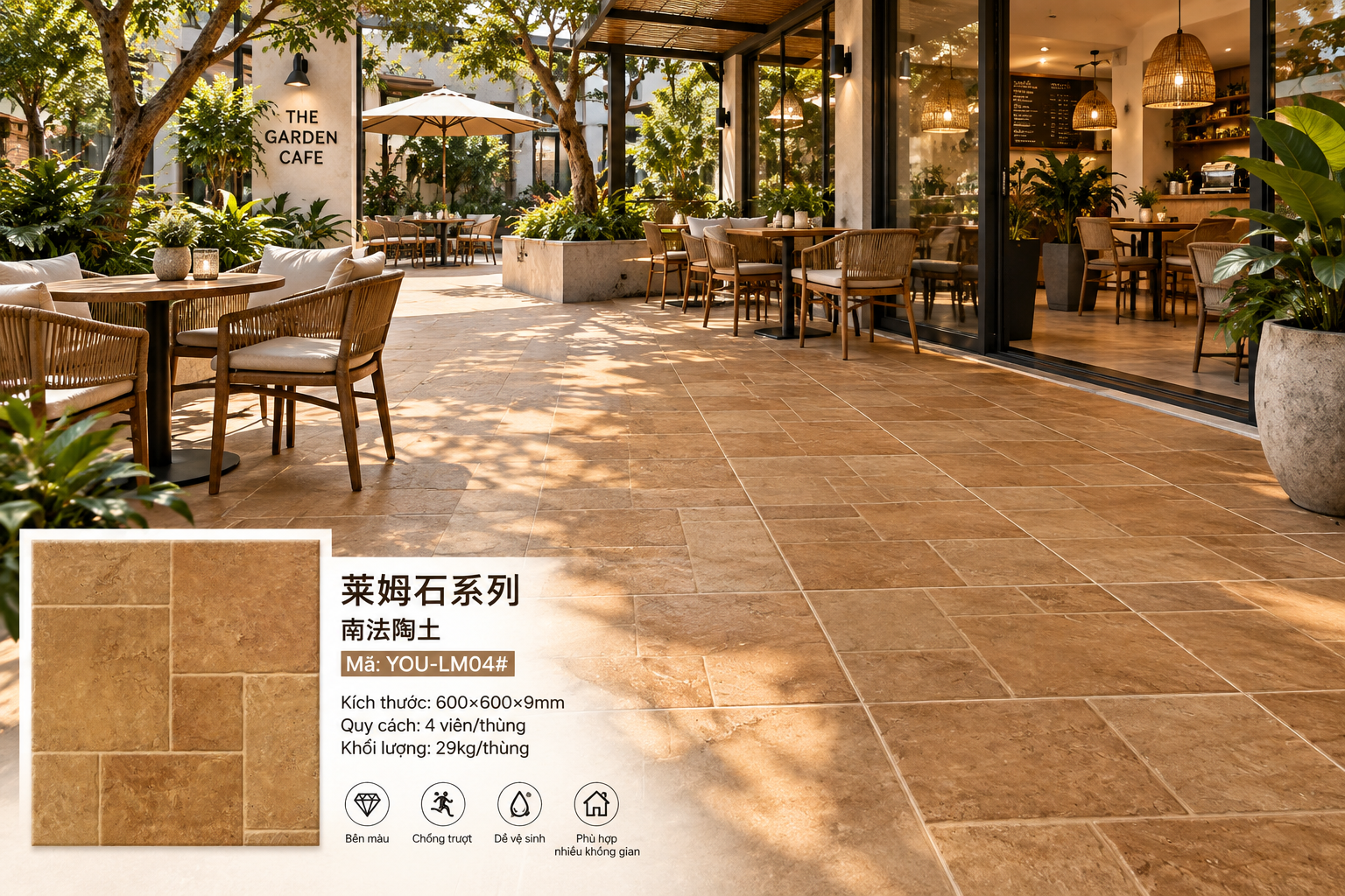 Gạch 60×60 Nhập Khẩu Trung Quốc Giả Đá Limestone-04 - Ảnh 3
