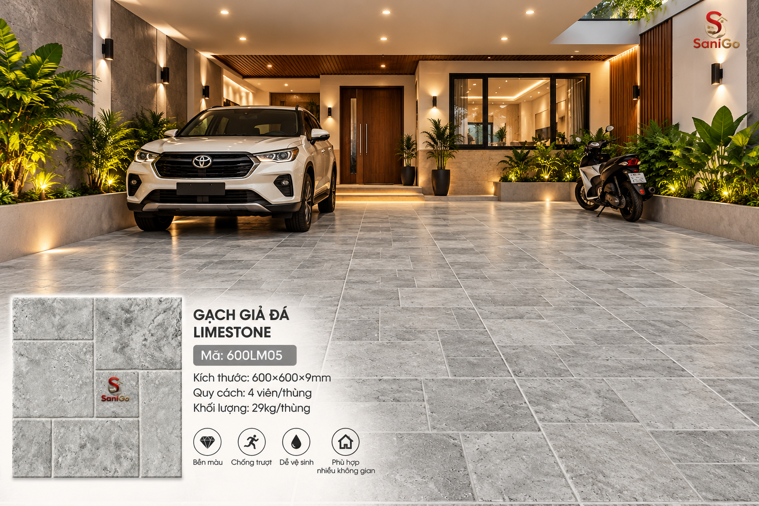 Gạch 60×60 Nhập Khẩu Trung Quốc Giả Đá Limestone-05 - Ảnh 4