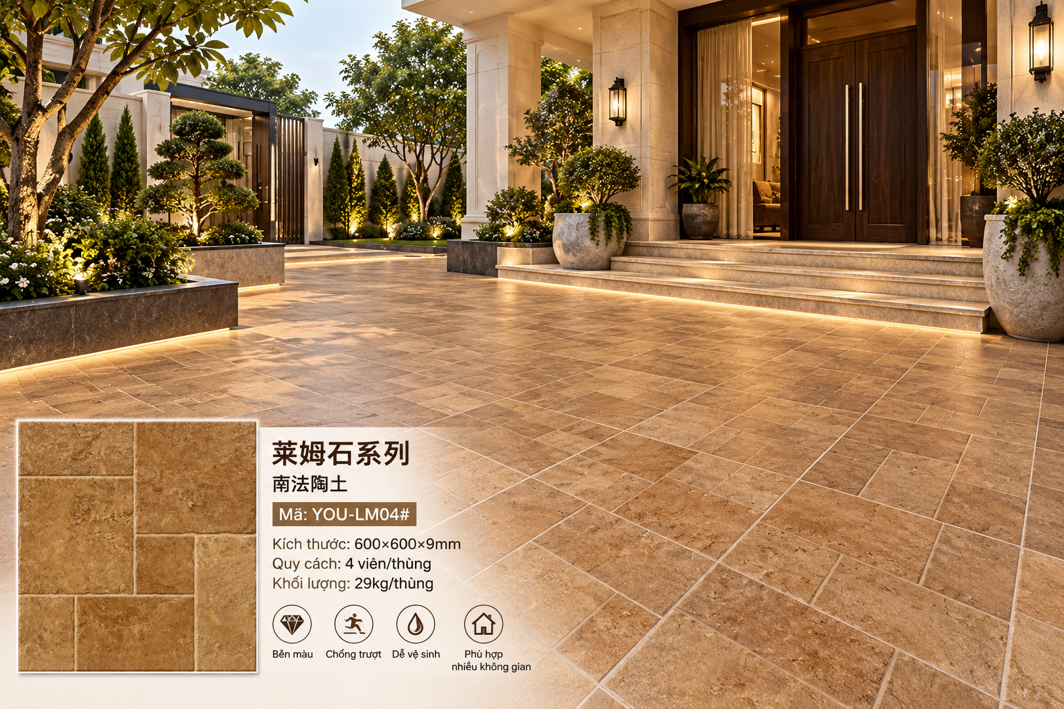 Gạch 60×60 Nhập Khẩu Trung Quốc Giả Đá Limestone-04 - Ảnh 2
