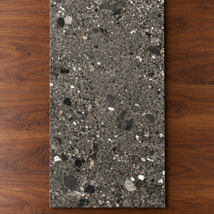 Gạch 60×120 vân đá Terrazzo xám sáng – xám đậm, Matt, nhập khẩu Ấn Độ