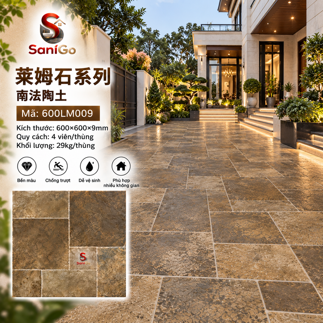 Gạch 60×60 Nhập Khẩu Trung Quốc Giả Đá Limestone 09 - Ảnh 2